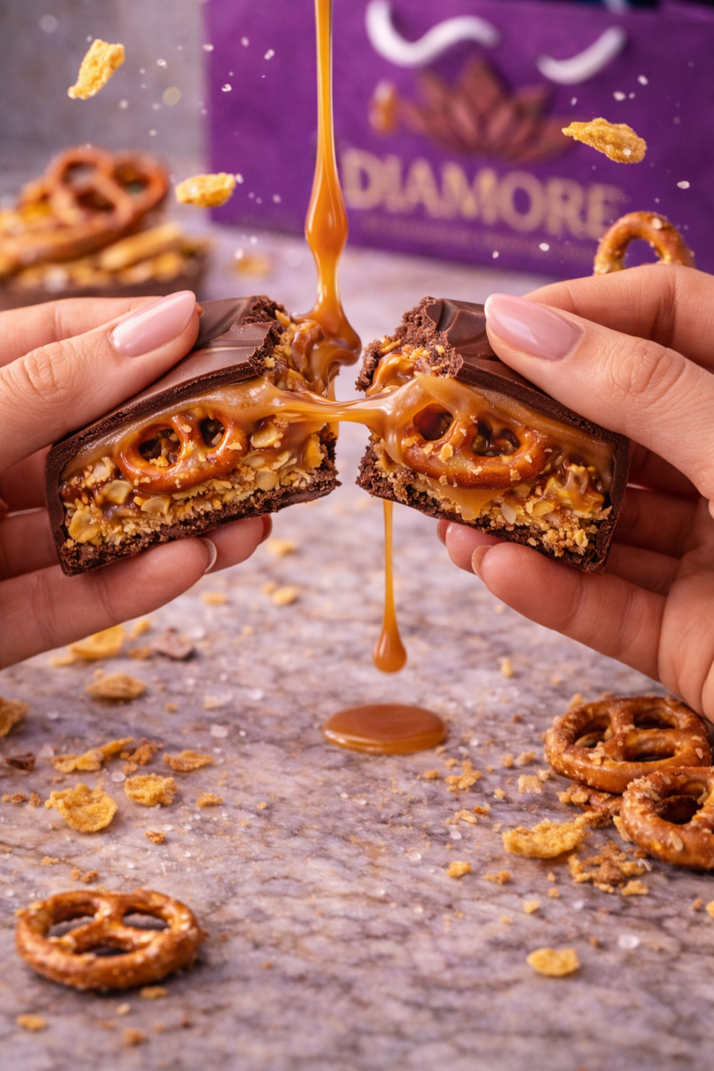 Salted caramel pretzel bar(Approx. weight:180 grams)