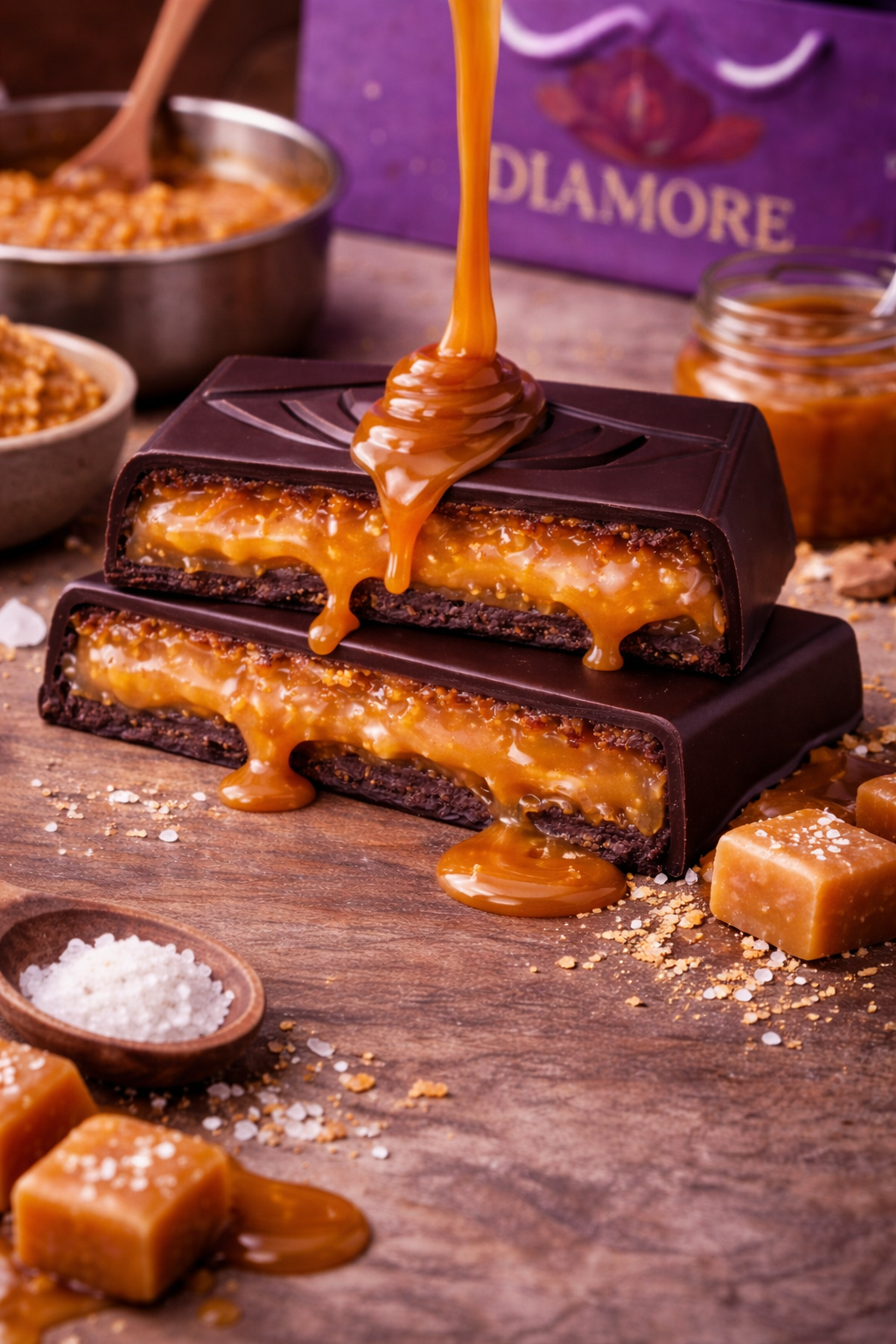 Salted caramel Dark chocolate bar(Approx.weight:180grams)