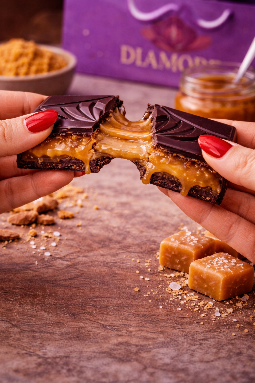 Salted caramel Dark chocolate bar(Approx.weight:180grams)