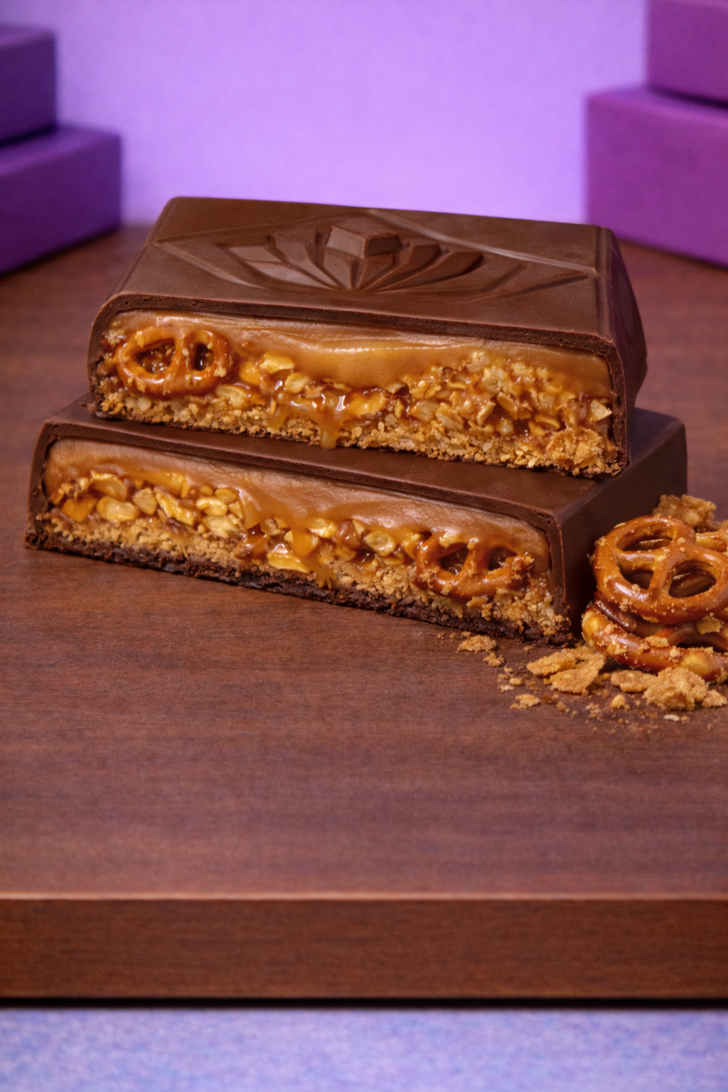 Salted caramel pretzel bar