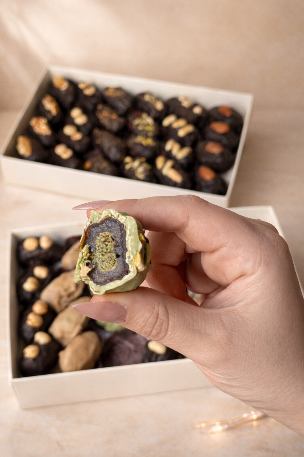 Belgian Chocolate Covered Medjool  Dates with Nuts